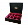 Coffret de présentation de thés 8 cases, laqué matifié de couleur noire