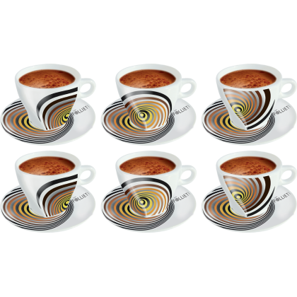 6 tasses et 6 sous-tasses à chocolat ELLIPTIK