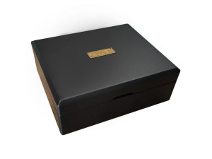 Coffret de présentation de thés 8 cases, laqué matifié de couleur noire