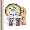 selection choky avec 2 tasses, une horloge et du chocolat en poudre
